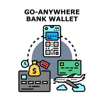 Digital wallet ensuring mobile payments access anywhere Illustrazione stock