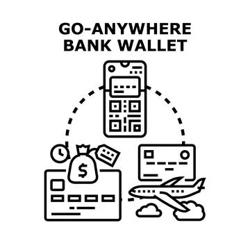 Digital wallet ensuring mobile payments access anywhere Stock Illustration