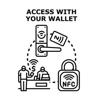 Digital wallet ensuring secure contactless access and payment Stock Illustration