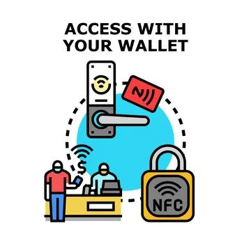 Digital wallet ensuring secure contactless access and payment Stock Illustration