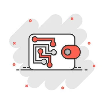 Digital wallet icon in comic style. Crypto bag vector cartoon illustration pi Illustrazione stock