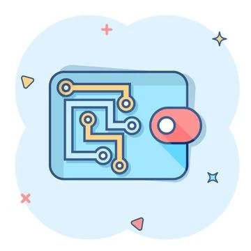 Digital wallet icon in comic style. Crypto bag vector cartoon illustration pi Illustrazione stock