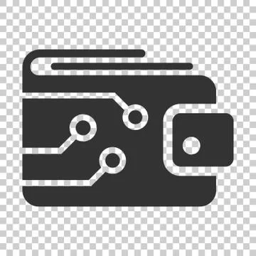 Digital wallet icon in flat style. Crypto bag vector illustration on isolated Illustrazione stock