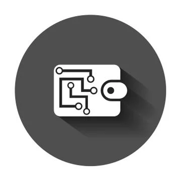Digital wallet icon in flat style. Crypto bag vector illustration with long s イラスト素材