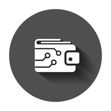 Digital wallet icon in flat style. Crypto bag vector illustration with long s Illustrazione stock