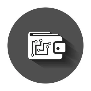Digital wallet icon in flat style. Crypto bag vector illustration with long s Illustrazione stock