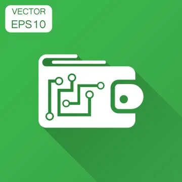 Digital wallet icon in flat style. Crypto bag vector illustration with long s Illustrazione stock