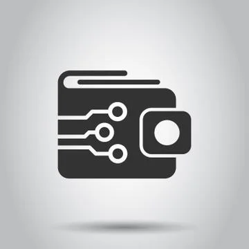Digital wallet icon in flat style. Crypto bag vector illustration on white ba Illustrazione stock