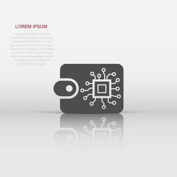 Digital wallet icon in flat style. Crypto bag vector illustration on white .. Illustrazione stock