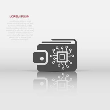 Digital wallet icon in flat style. Crypto bag vector illustration on white .. Illustrazione stock