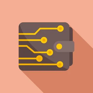 Digital wallet icon flat vector. Crypto money Stock Illustration