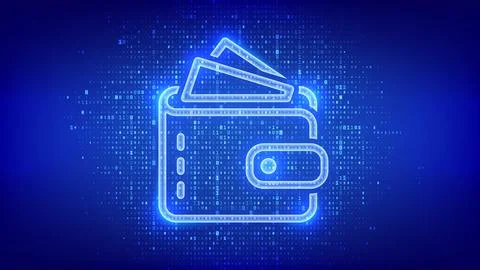 Digital wallet icon made of binary code. E-wallet. Online payment by digita.. Stock-Illustration