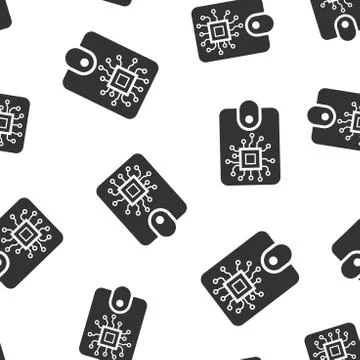 Digital wallet icon seamless pattern background. Crypto bag vector illustrati Stock Illustration