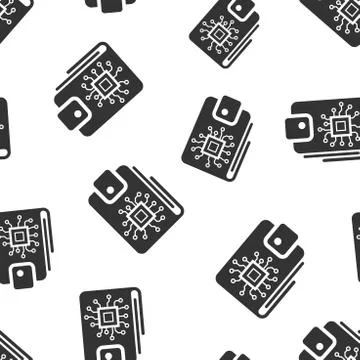 Digital wallet icon seamless pattern background. Crypto bag vector illustrati Stock Illustration