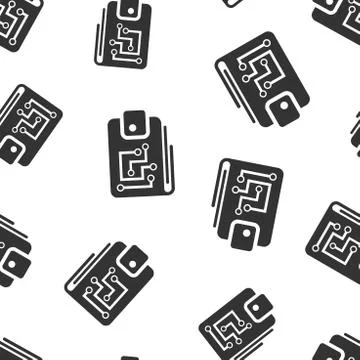 Digital wallet icon seamless pattern background. Crypto bag vector illustrati Illustrazione stock