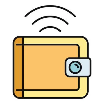 Digital wallet icon showing wireless signal connectivity Stock Illustration