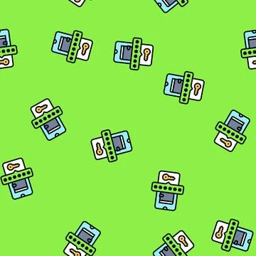 Digital wallet key decentralized application vector seamless pattern Stock Illustration