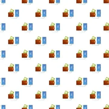 Digital wallet mobile payment seamless pattern background Stock Illustration