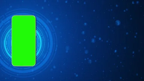 Digital wallet mobile screen visual green chroma phone, blue finance interface, Stock Footage 340548333