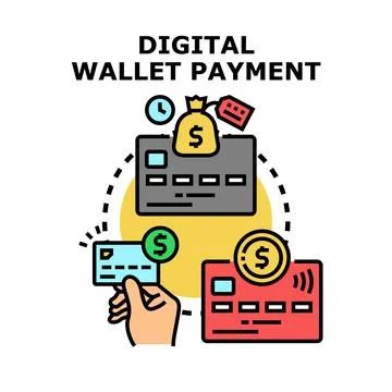 Digital wallet payment concept showing financial transactions Stock Illustration