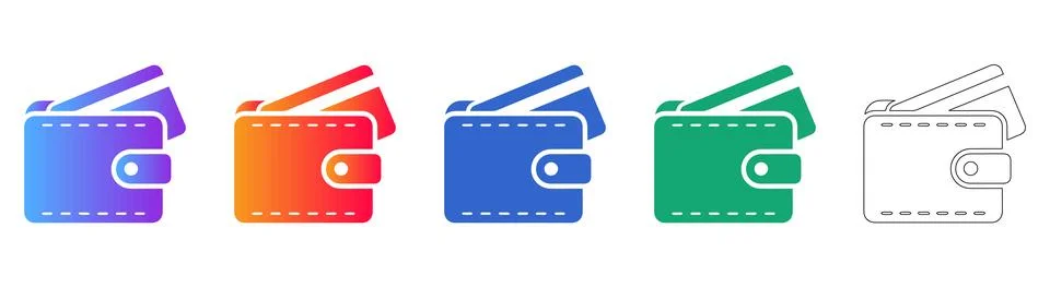 Digital Wallet Payment Icon Set Stock Illustration