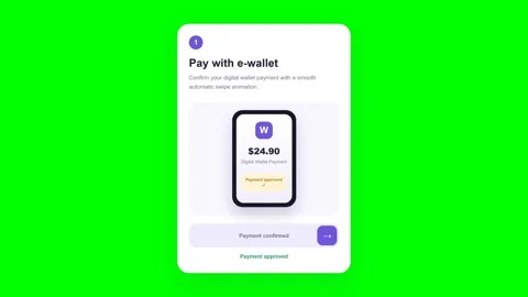 Digital wallet payment interface animation on green screen background Stock Footage 345712067