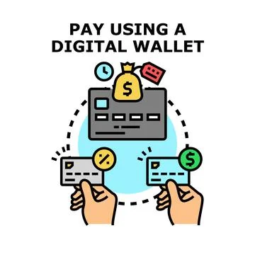 Digital wallet payment transaction connecting financial accounts Stock Illustration