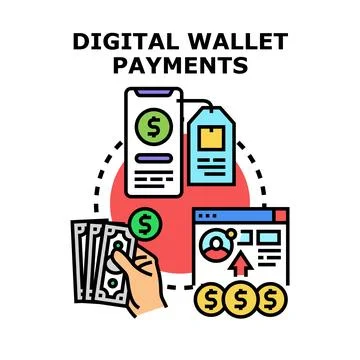 Digital wallet payments concept for online shopping Stock Illustration