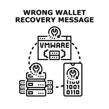 Digital wallet recovery message error connecting to server Stockillustratie