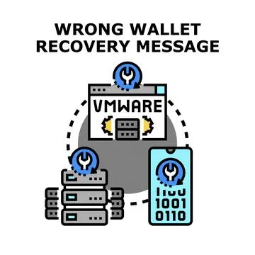 Digital wallet recovery message error connecting to server Stock Illustration