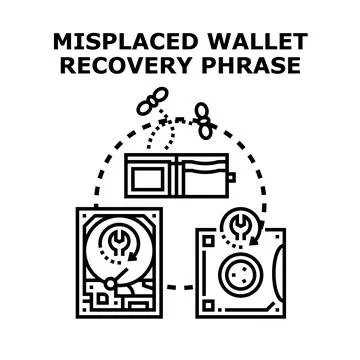 Digital wallet recovery phrase solution concept イラスト素材