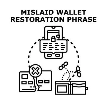 Digital wallet restoration phrase concept illustration Stock Illustration