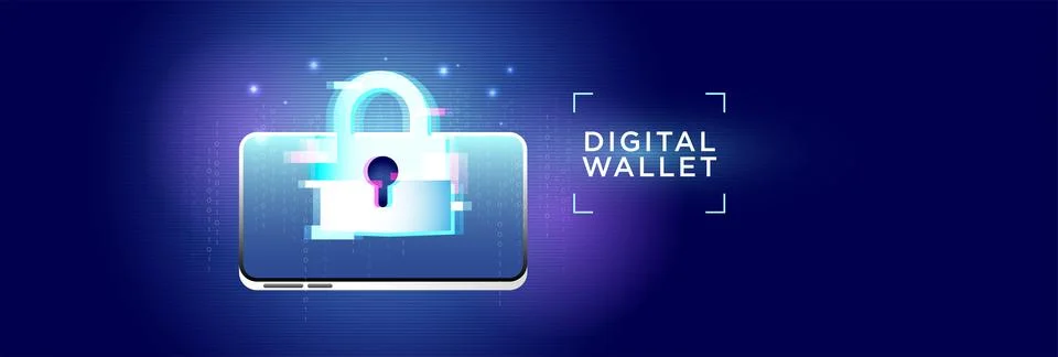 Digital Wallet Security Lock on Mobile Interface Stock Illustration