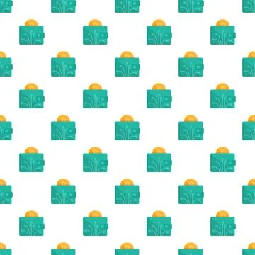 Digital wallet storing cryptocurrency coin seamless pattern Stock Illustration