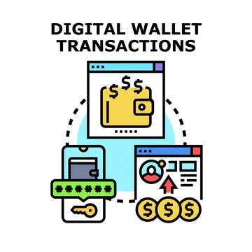 Digital wallet transactions process with secure online payments Stock Illustration