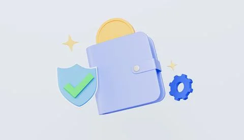 Digital wallets and mobile transactions, wallet with cash and gold coins Stock Illustration