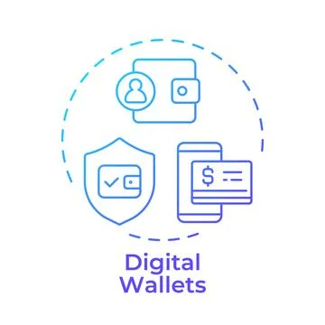 Digital wallets gradient outline concept icon Stock Illustration