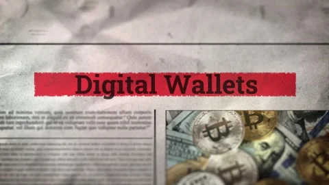 Digital Wallets Title on Digital Newspaper Stock Footage 317055165