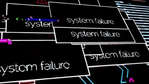 Digital Warning Notification Screen with Security Alert System Animation Stock Footage 333367255
