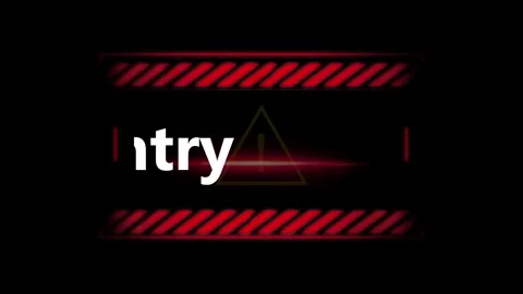 Digital warning panels with red alert stripes and no entry text on black Stock-Footage 338314529