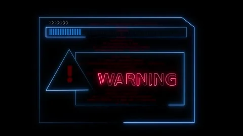Digital warning screen with alert and progress bar. Cyber digital warning s.. Stock Footage 338348117