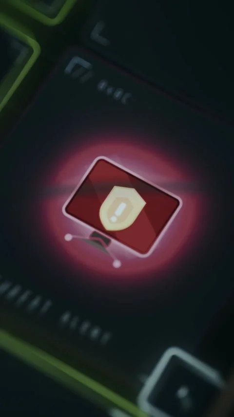 Digital warning screen with security threat icon indicator Stock Footage 335467517