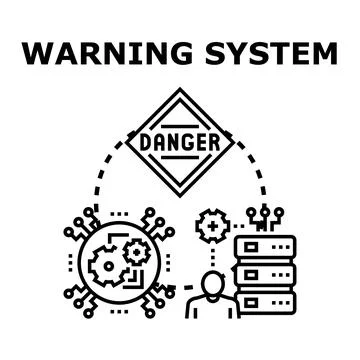 Digital warning system identifying online danger and threats Illustrazione stock