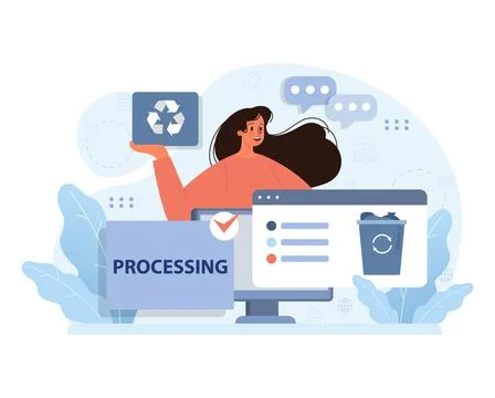Digital waste managemen. Flat vector illustration. Illustrazione stock