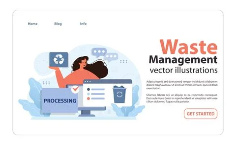 Digital waste managemen. Flat vector illustration. Illustrazione stock