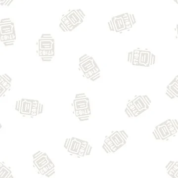 Digital watch glyph vector seamless pattern Stock Illustration