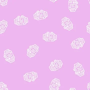 Digital watch line vector seamless pattern Stock Illustration