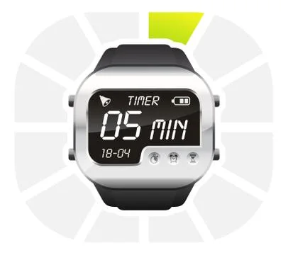 Digital watch timer 5 minutes Stock Illustration