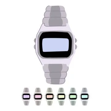 Digital watch wrist vector cartoon graphic Stock Illustration