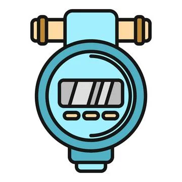 Digital water meter measuring utility consumption icon Stock Illustration